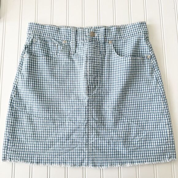 Madewell Stretch Straight Gingham Mini Skirt - Size 27 - Picture 1 of 6